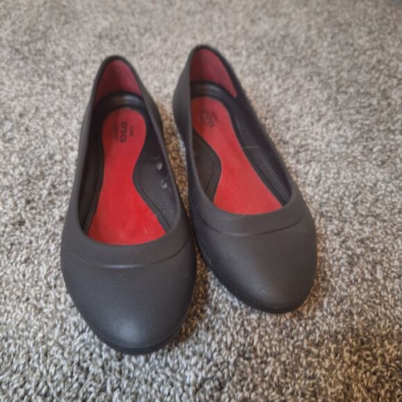 Crocs Lina womens 6 black flats pointed toe work professional shoes - Picture 5 of 5